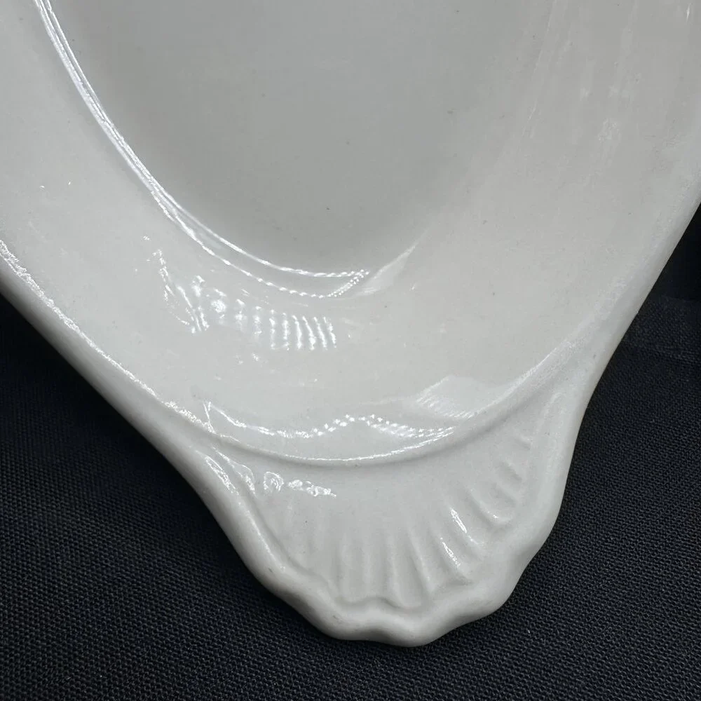 Oval Au Gratin Dishes Hall Pottery USA #528 Brown Shell Handle 9.5″ Vtg Set of 2